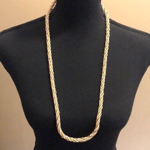 Gold Chain and Pearl Rope Necklace